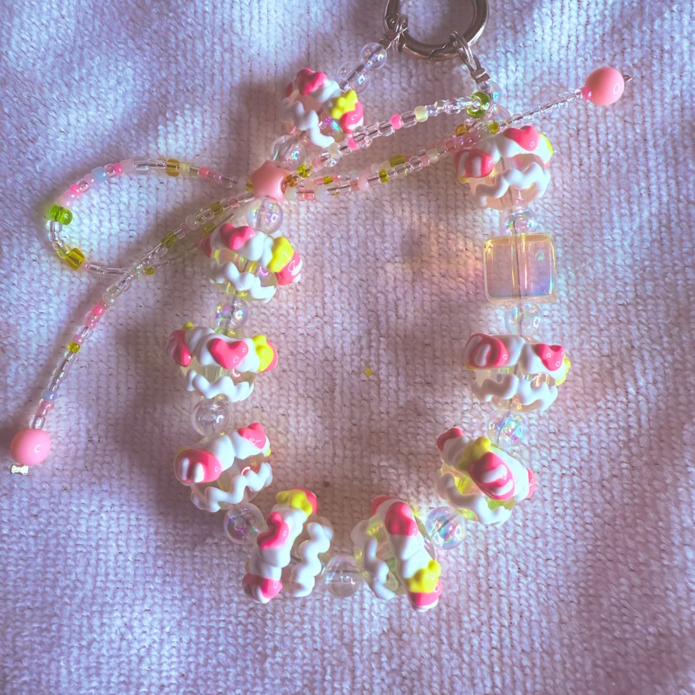 Handmade hand painted beads phone charm